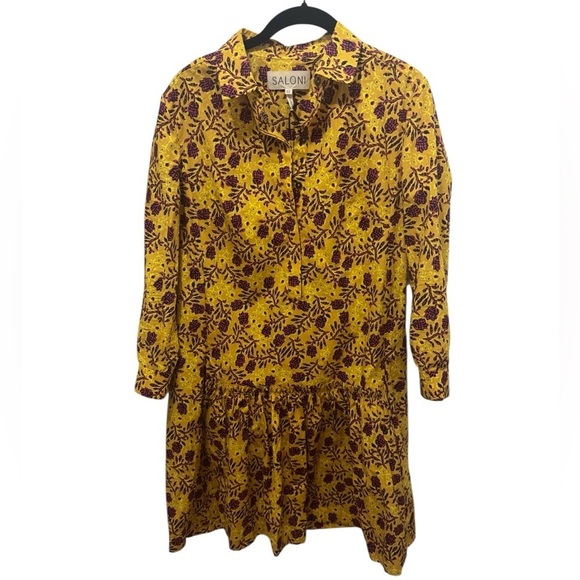 SALONI  Women's Tilly Shirtdress - Sun Clover Size 6 - Picture 2 of 5